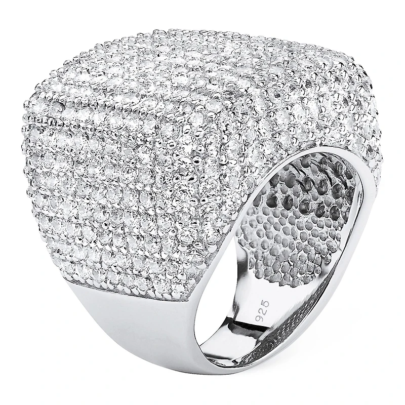 Womens Cubic Zirconia Sterling Silver Cocktail Ring