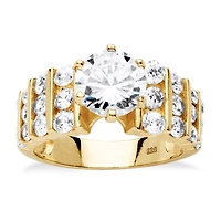 DiamonArt® Womens 1/4 CT. T.W. White Cubic Zirconia 18K Gold Over Silver Engagement Ring