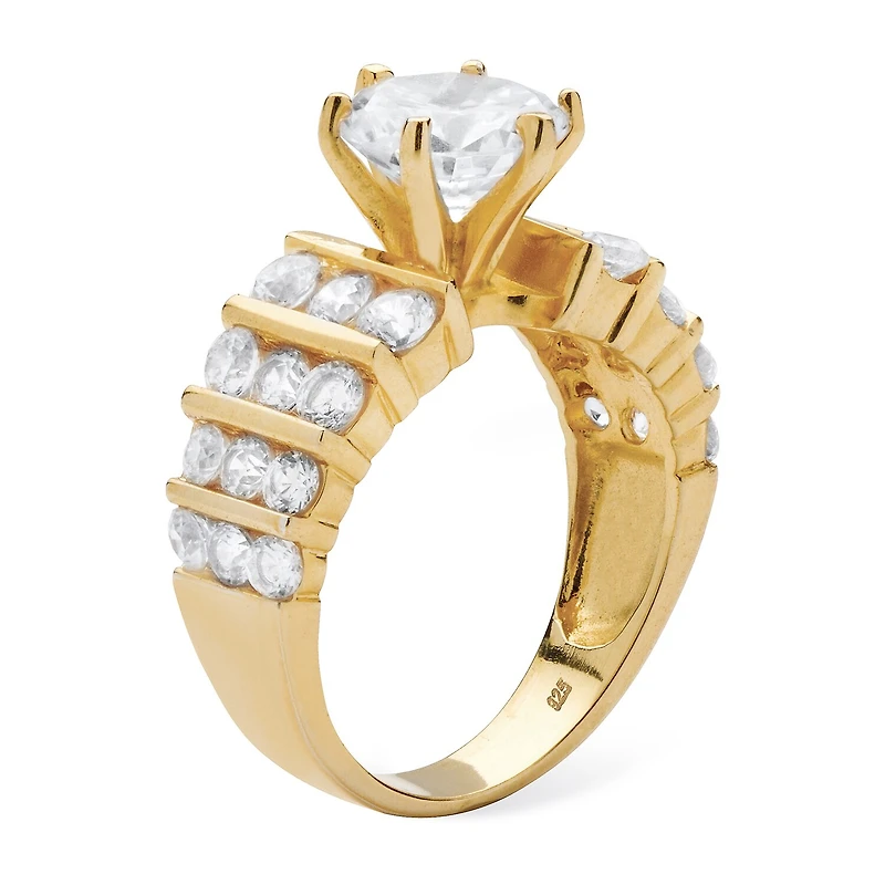 DiamonArt® Womens 1/4 CT. T.W. White Cubic Zirconia 18K Gold Over Silver Engagement Ring
