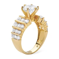DiamonArt® Womens 1/4 CT. T.W. White Cubic Zirconia 18K Gold Over Silver Engagement Ring