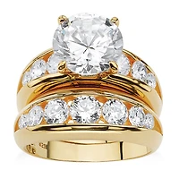 DiamonArt® Womens White Cubic Zirconia 14K Gold Over Silver Bridal Set