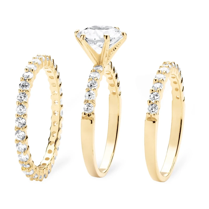 Womens 3 3/4 CT. T.W. Cubic Zirconia 14K Gold Over Silver Bridal Set