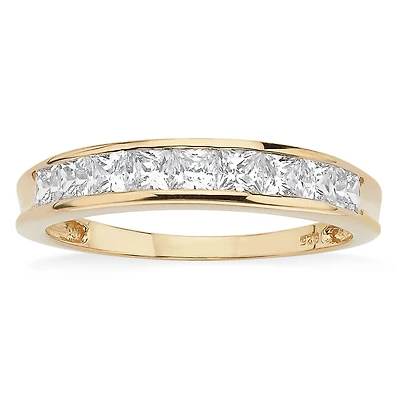 DiamonArt® 2MM / CT. T.W. White Cubic Zirconia 18K Gold Over Silver Band