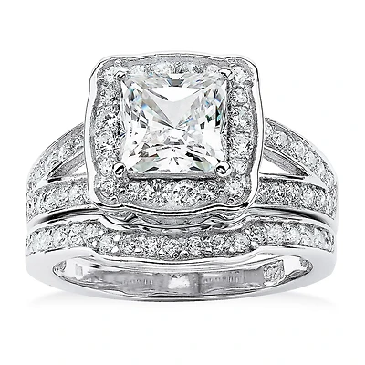 Womens 2 1/2 CT. T.W. Cubic Zirconia Platinum Over Silver Bridal Set
