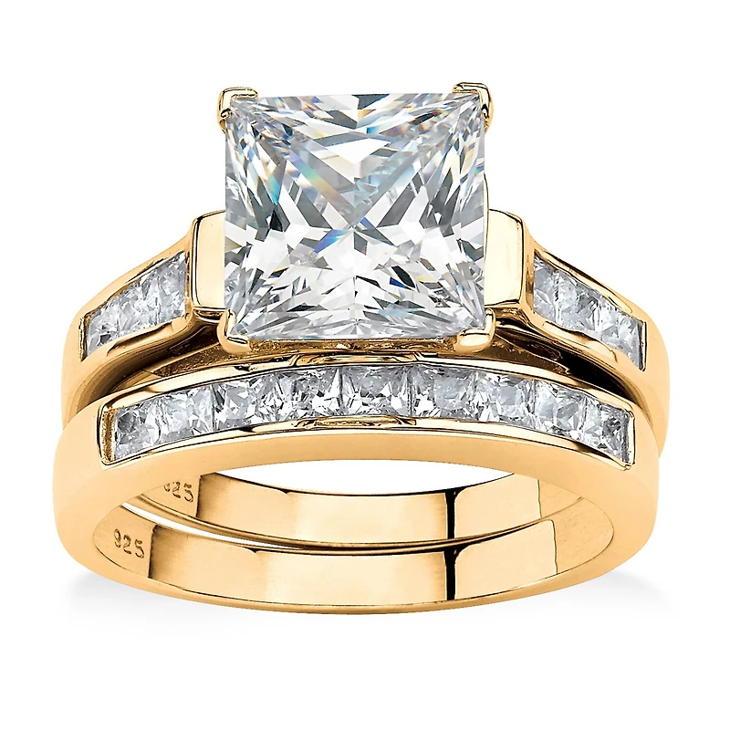 DiamonArt® Womens 3/ CT. T.W. White Cubic Zirconia 14K Gold Over Silver Bridal Set