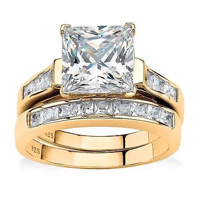 DiamonArt® Womens 3/ CT. T.W. White Cubic Zirconia 14K Gold Over Silver Bridal Set