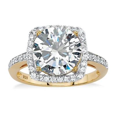 DiamonArt® Womens 1/ CT. T.W. White Cubic Zirconia 14K Gold Over Silver Cocktail Ring