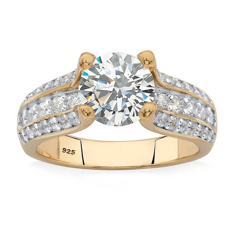 DiamonArt® Womens 2 / CT. T.W. White Cubic Zirconia 14K Gold Over Silver Engagement Ring