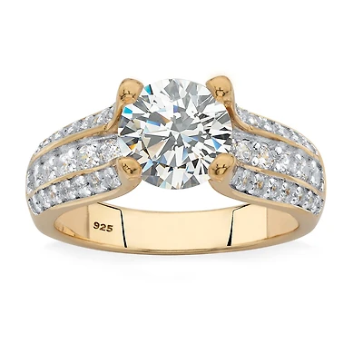 DiamonArt® Womens 2 3/4 CT. T.W. White Cubic Zirconia 14K Gold Over Silver Engagement Ring
