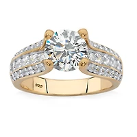 DiamonArt® Womens 2 / CT. T.W. White Cubic Zirconia 14K Gold Over Silver Engagement Ring