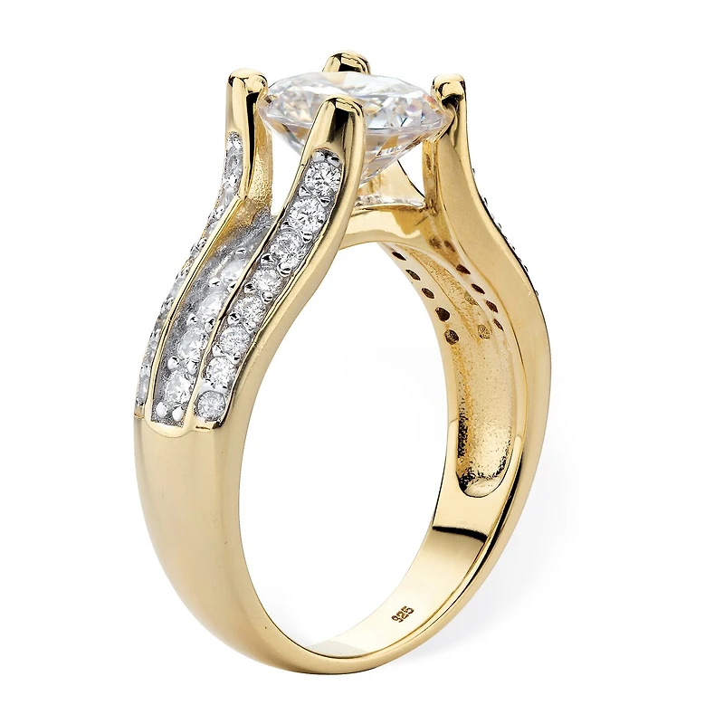 DiamonArt® Womens 2 / CT. T.W. White Cubic Zirconia 14K Gold Over Silver Engagement Ring