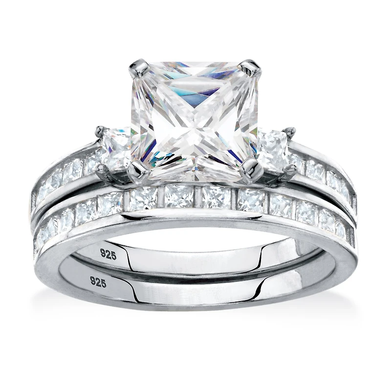 DiamonArt® Womens 3 1/2 CT. T.W White Cubic Zirconia Platinum Over Silver Bridal Set