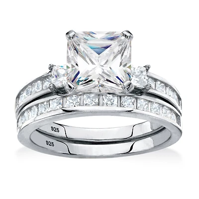 DiamonArt® Womens 3 1/2 CT. T.W White Cubic Zirconia Platinum Over Silver Bridal Set