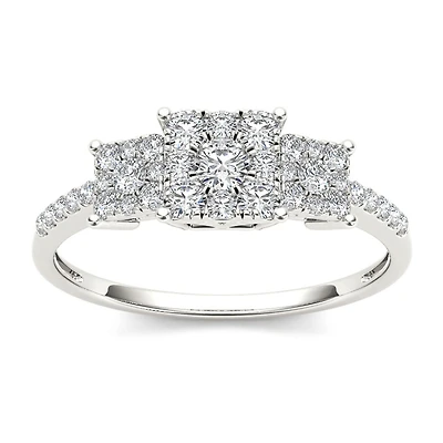 1/2 CT.T.W. Natural Diamond 10K White Gold Engagement Ring