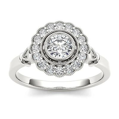 1/2 CT.T.W. Natural Diamond 10K White Gold Engagement Ring