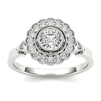1/2 CT.T.W. Natural Diamond 10K White Gold Engagement Ring