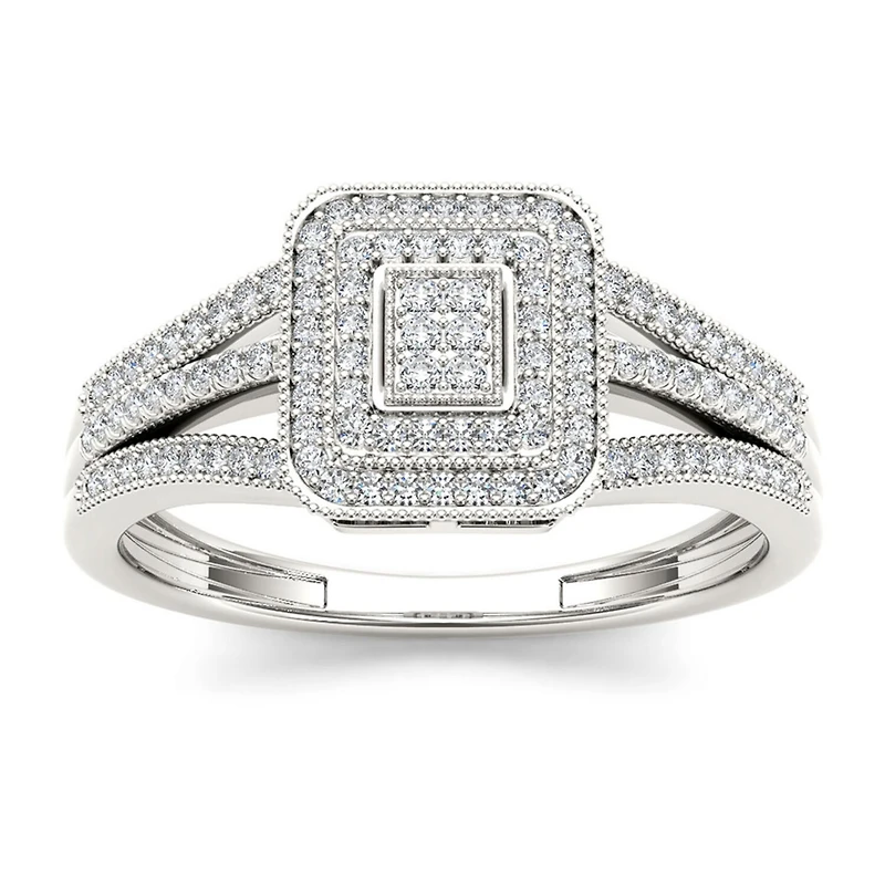 1/6 CT.T.W. Natural Diamond 10K White Gold Engagement Ring
