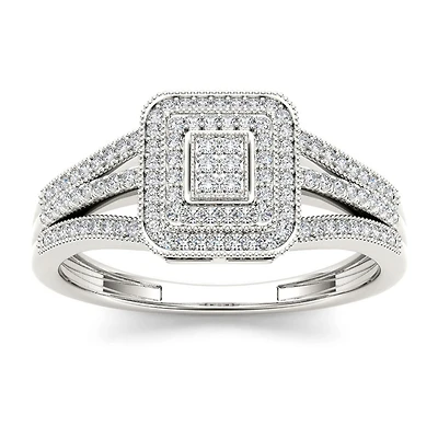 1/6 CT.T.W. Natural Diamond 10K White Gold Engagement Ring