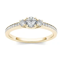 1/2 CT.T.W. Natural Diamond 14K Yellow Gold 3-Stone Engagement Ring