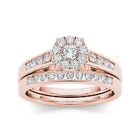 1/2 CT.T.W. Natural Diamond 10K Rose Gold Bridal Ring Set