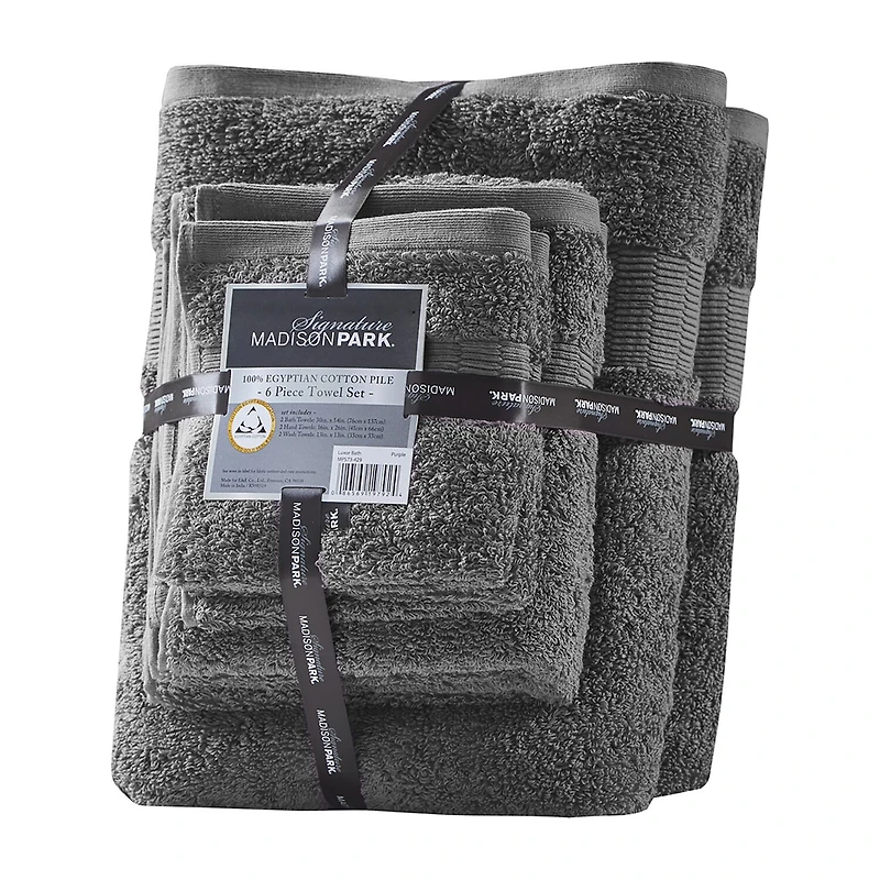 Madison Park Signature Luce 100% Egyptian Cotton 6-pc. Solid Bath Towel Set