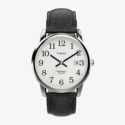 Timex Mens Black Leather Strap Watch Tw2w95400jt