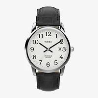 Timex Mens Black Leather Strap Watch Tw2w95400jt