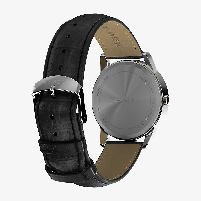 Timex Mens Black Leather Strap Watch Tw2w95400jt