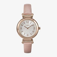 Timex Womens Silver Tone Leather Strap Watch Tw2w96300jt