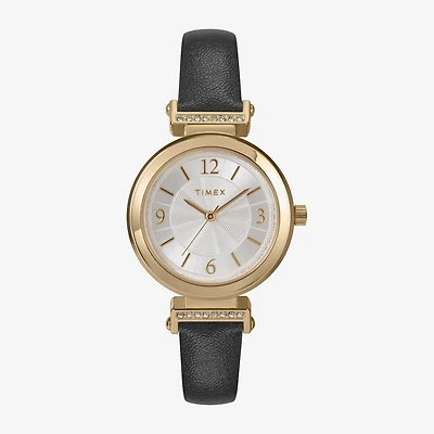 Timex Womens Black Leather Strap Watch Tw2w96400jt