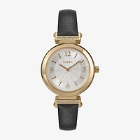 Timex Womens Black Leather Strap Watch Tw2w96400jt