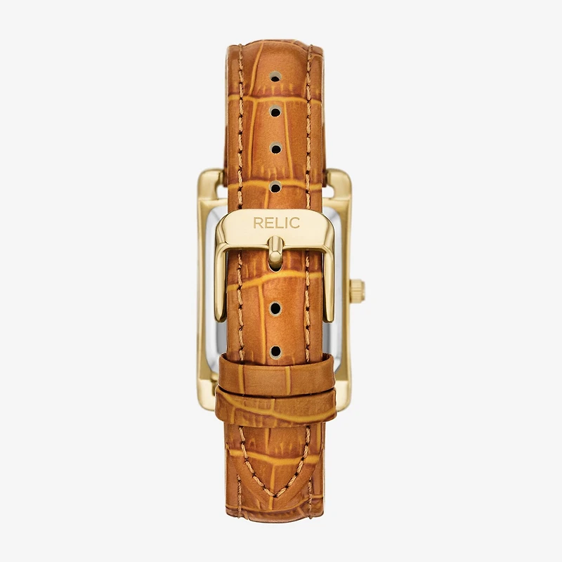 Relic By Fossil Womens Brown Leather Strap Watch Zr34670