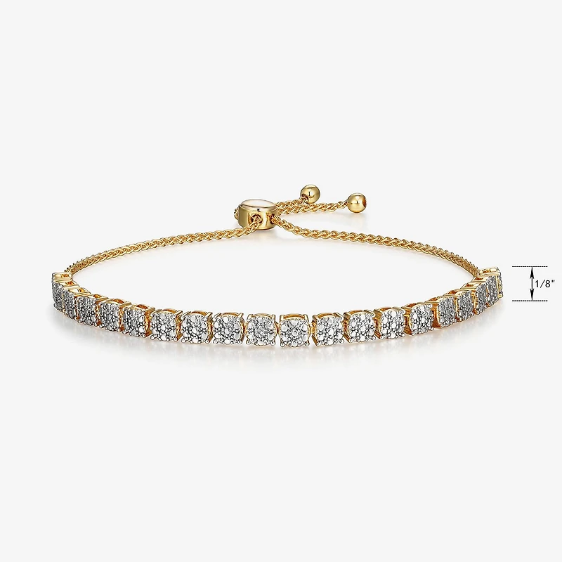 Sparkle Allure Diamond Accent 14K Gold Over Brass 9 Inch Wheat Round Bolo Bracelet