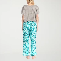 Muk Luks Womens Round Neck Short Sleeve 2-pc. Pajama Set