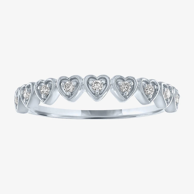 (G-H / Si2-I1) Womens 1/10 CT. T.W. Lab Grown White Diamond 10K Gold Heart Band