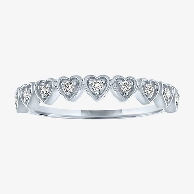 (G-H / Si2-I1) Womens 1/10 CT. T.W. Lab Grown White Diamond 10K Gold Heart Band