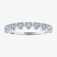 (G-H / Si2-I1) Womens 1/10 CT. T.W. Lab Grown White Diamond 10K Gold Heart Band