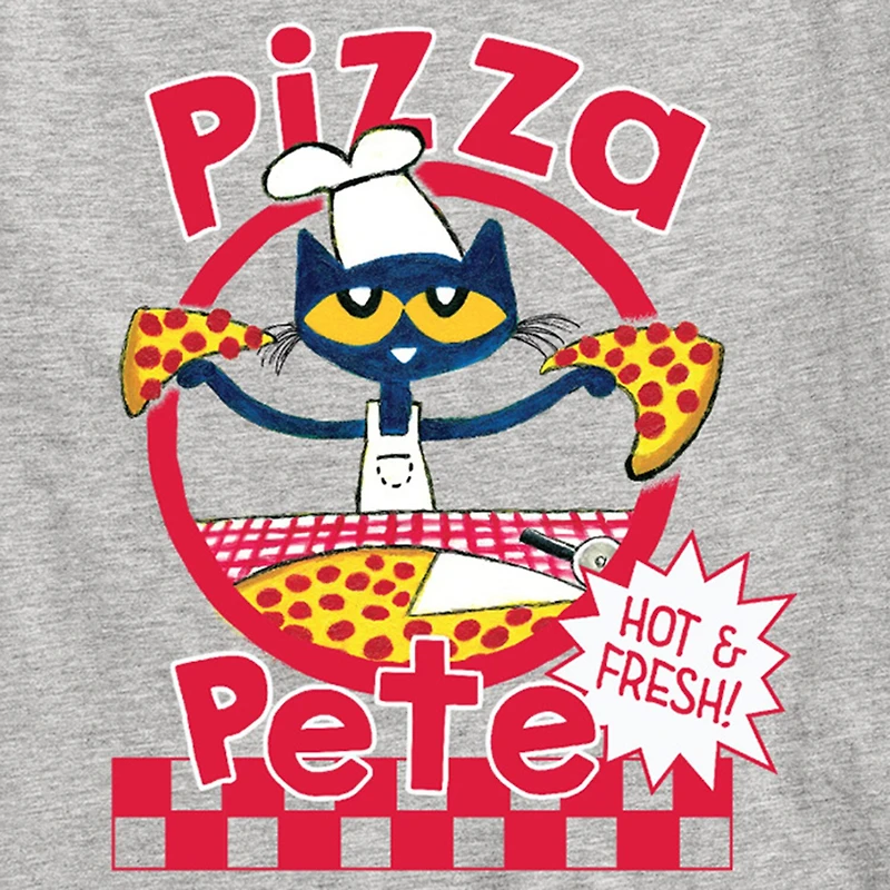 Pizza Hot And Fresh Little & Big Kid Boys Crew Neck Short Sleeve Regular Fit Pete the Cat Graphic T-Shirt