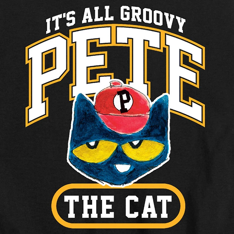 It'S All Groovy Baseball Little & Big Kid Boys Crew Neck Short Sleeve Regular Fit Pete the Cat Graphic T-Shirt