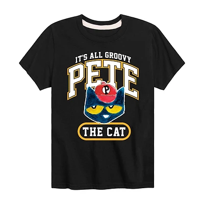 It'S All Groovy Baseball Little & Big Kid Boys Crew Neck Short Sleeve Regular Fit Pete the Cat Graphic T-Shirt