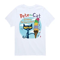 Summer Ice Cream Little & Big Kid Boys Crew Neck Short Sleeve Regular Fit Pete the Cat Graphic T-Shirt