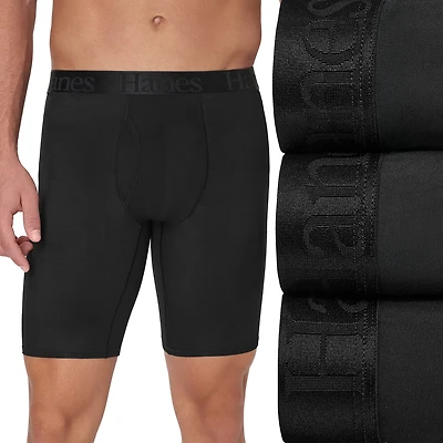 Hanes Originals Ultimate Supersoft Mens 3 Pack Long Leg Boxer Briefs Uo2ll3
