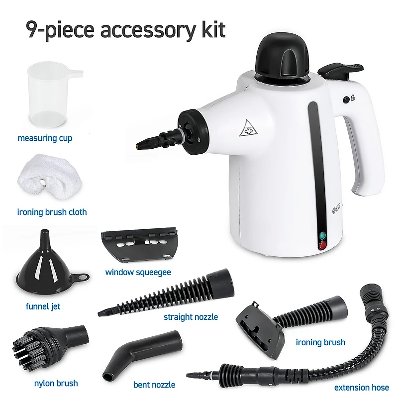 Commercial Care Handheld Steam Cleaner with 9-Piece Accessory Set