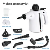 Commercial Care Handheld Steam Cleaner with 9-Piece Accessory Set