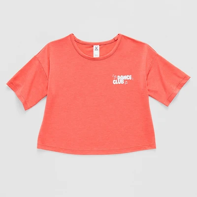 Xersion Soft Performance Waist Length Little & Big Kid Girls Crew Neck Short Sleeve Regular Fit Graphic T-Shirt