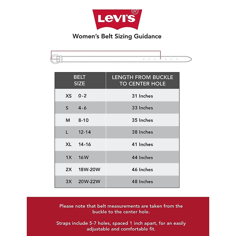 Levi's® Rectangle Centerbar Buckle Casual Belt, Genuine Leather Womens Belt