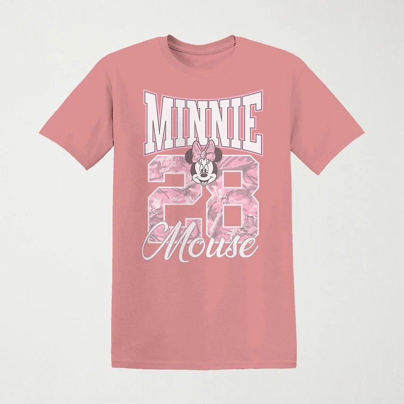 Minnie Varsity Boyfriend Tee Womens Juniors Crew Neck Short Sleeve Loose Fit Mouse Graphic T-Shirt