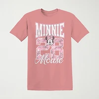 Minnie Varsity Boyfriend Tee Womens Juniors Crew Neck Short Sleeve Loose Fit Mouse Graphic T-Shirt