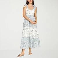 Trixxi Womens Juniors U Neck Short Sleeve Floral A-Line Dress