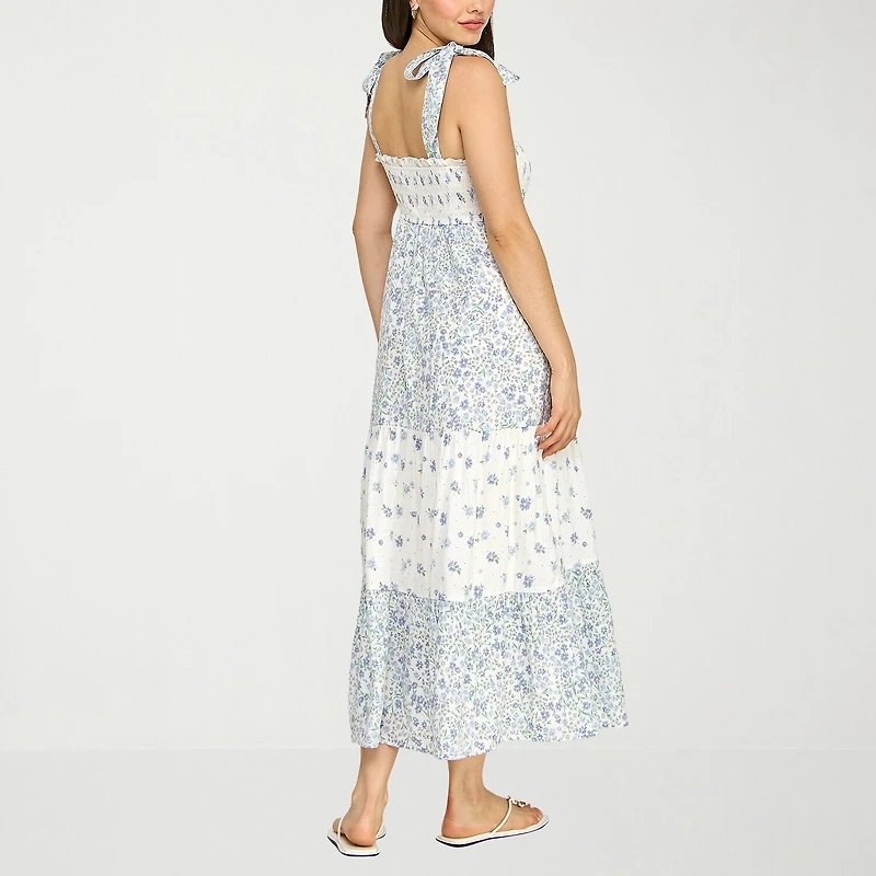 Trixxi Womens Juniors U Neck Short Sleeve Floral A-Line Dress